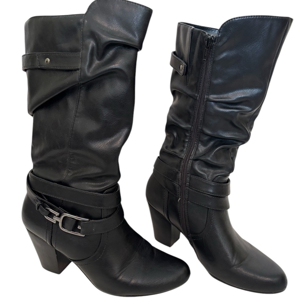 WHITE MOUNTAIN Black Mid Calf Boots Size 8